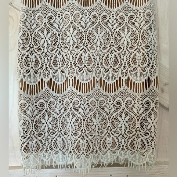 Gorgeous Small White Lace Dress with Tan Lining - Picture 4 of 7